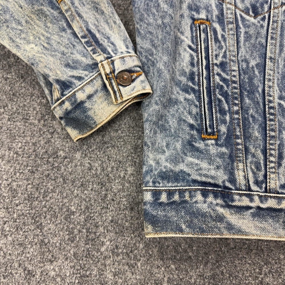 Vintage Levis Denim Bomber Jacket Mens‎ Medium Blue Acid Wash USA 70507 0219 - Picture 6 of 13